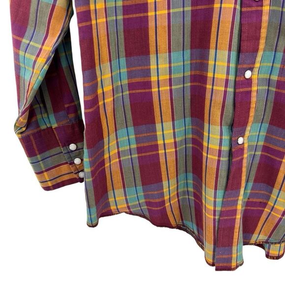 15. Saddlebrook Western Shirt M Pearl Snap Plaid Cowboycore Boho Rodeo Workwear - Picture 7 of 9